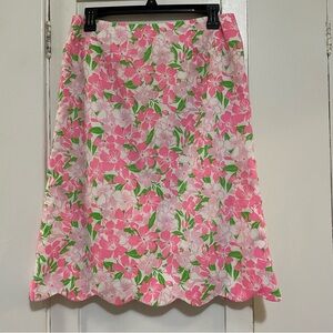 Vintage Lilly Pulitzer  Pink and Green Women's Skirt scalloped